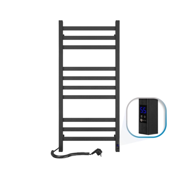 Elektrinis rankšluosčių džiovintuvas NAVIN Avangard 480x1000 Sensor, juodas, kairinis, su laikmačiu